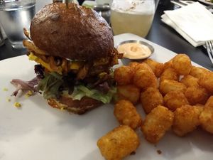 Breakfast burger (special) at Detroit Street Filling Station in Ann Arbor