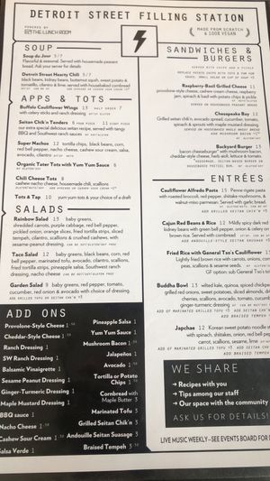 Menu at Detroit Street Filling Station in Ann Arbor