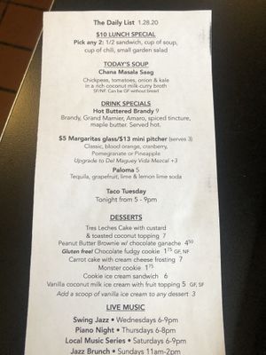 Daily menu at Detroit Street Filling Station in Ann Arbor