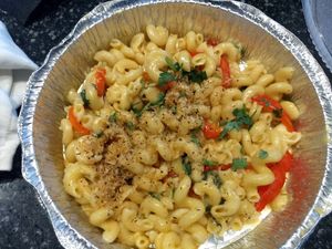 Detroit Street Mac'n Cheese w/ peppers and spinach at Detroit Street Filling Station in Ann Arbor