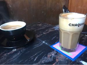 Americano and soya caramel latte at Prikid in Reykjavik