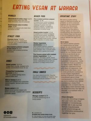 Vegan menu October 2018 at Wahaca in Edinburgh