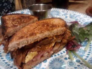 Jackfruit sandwich and slaw at Redmond's in Glasgow