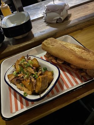 vegan banh mi and kimchi fries  at Redmond's in Glasgow