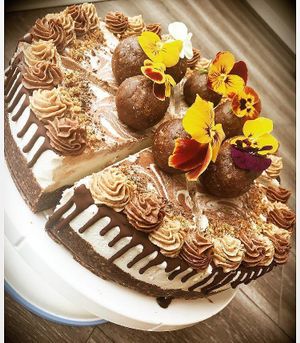 Salted Caramel with Edible Flowers- Raw, Vegan, Refined Sugar Free, Dairy Free, Gluten Free. at The Nakery in Liverpool