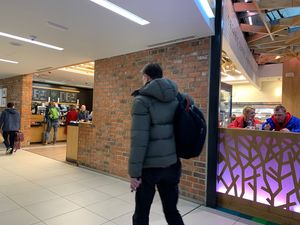 Serving and seating space at STN - Pret A Manger in Stansted