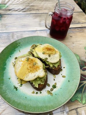 Fried ‘egg’ and avocado toast at Beetroot Sauvage in Edinburgh