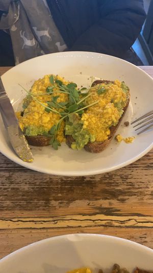 Avo and scrambled tofu on sourdough at Beetroot Sauvage in Edinburgh