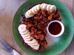 Banana and coconut 'bacon' french toast at Beetroot Sauvage in Edinburgh