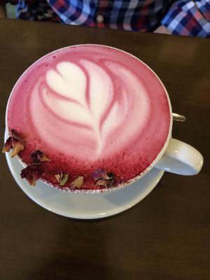 Beetroot latte at Beetroot Sauvage in Edinburgh