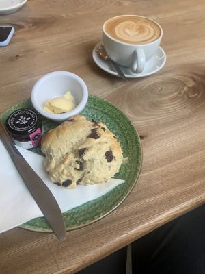 latte and scone #Veganuary at Beetroot Sauvage in Edinburgh