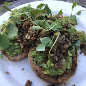 Avocado and haggis on toast  at Beetroot Sauvage in Edinburgh