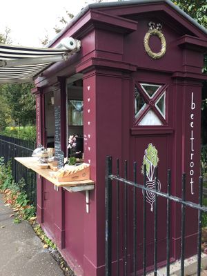 Beetroot cafe police box at Beetroot Sauvage in Edinburgh