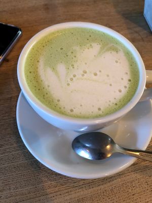 Matcha latte at Beetroot Sauvage in Edinburgh