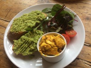 Topped sourdough toast at Beetroot Sauvage in Edinburgh