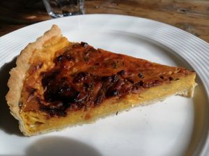 Caramelised onion quiche at Beetroot Sauvage in Edinburgh