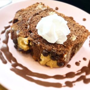 Dark chocolate salted tahini cake mmm at Serenity Now in Glasgow