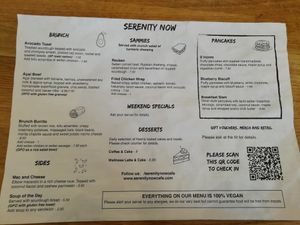 Food Menu (Feb 2022) at Serenity Now in Glasgow