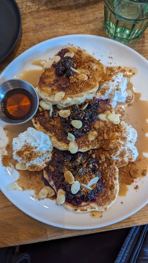 Blueberry pancakes at Serenity Now in Glasgow