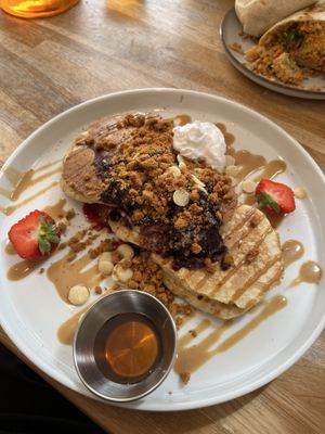 Blueberry and biscoff pancakes 🤤  at Serenity Now in Glasgow