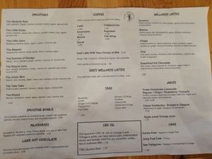 Current menu - March 2019 at Serenity Now in Glasgow