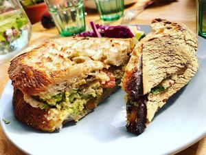 Roast chicken sandwich  at Serenity Now in Glasgow