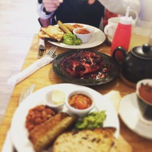 Little breakfast (foreground) and big breakfast (distance) at Shoe Tree Cafe in Newcastle Upon Tyne