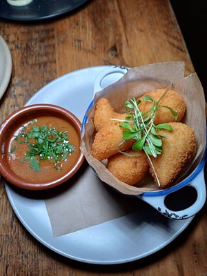 Potato Croquettes with Jackfruit   at Essential Vegan @ Ten to One Bar in North London
