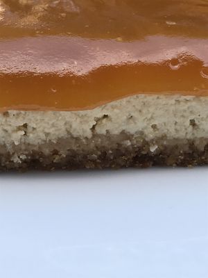 Passionfruit cake for those with vegan, gluten free needs.  at Essential Vegan @ Ten to One Bar in North London