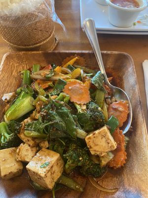 Thai basil stir fry with tofu   at Thai Spice in Paia