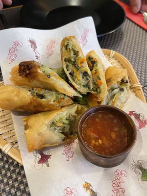 Vegetable spring rolls  at Giggling Squid in Warwick