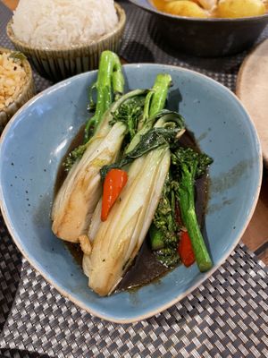 Park choi and broccoli   at Giggling Squid in Warwick