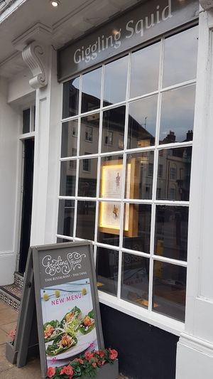 Restaurant frontage at Giggling Squid in Warwick