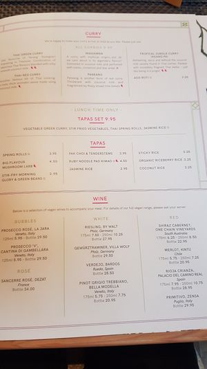 Vegan menu page 2 at Giggling Squid in Warwick