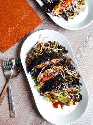 Onigirazu with smoked Tofu & more  at Forrest Bistro in Prague