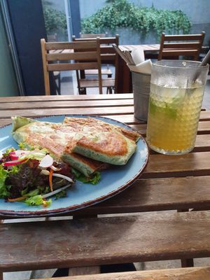 Quesadilla and homemade lemonade at Forrest Bistro in Prague