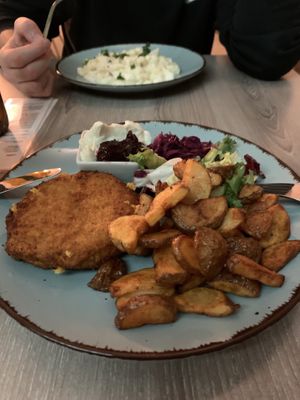 Fried cheese with fries   at Forrest Bistro in Prague