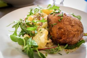 portobello with potato salad at Forrest Bistro in Prague