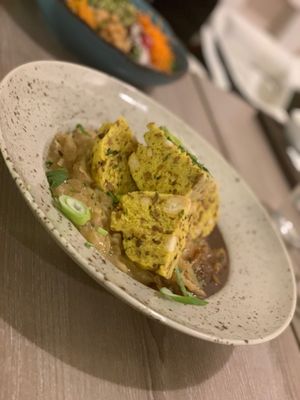 Spekove knedliky s tempehem a zelim at Forrest Bistro in Prague