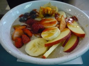 porridge with fruit at Forrest Bistro in Prague