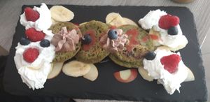 Buckwheat breakfast pancakes at Forrest Bistro in Prague