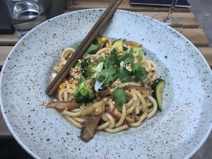 Udon noodles at Forrest Bistro in Prague
