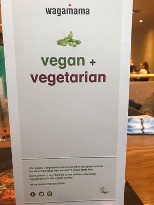 Vegan menu at Wagamama in Hereford