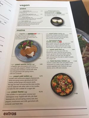 Vegan menu  at Wagamama in Hereford