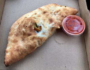 Vegan Stromboli with daiya cheese and veggies at Scicchitano's Pizzeria in Berwick