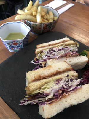 Organic smoked tofu katsu sando at Wabi Sabi Salon in Collingwood
