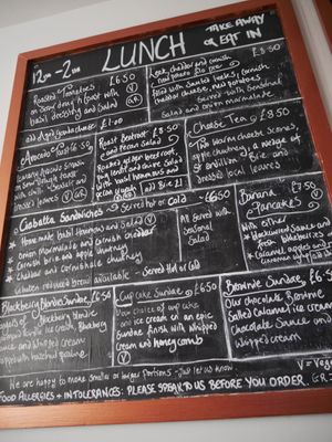 Menu example  at The Copper Spoon in Marazion