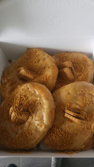 Mnammnam mnam dlho nevydrzali:) at La Donuteria in Bratislava