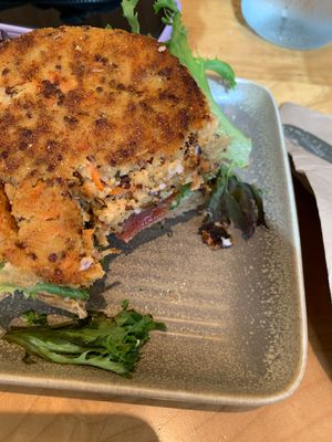 Veggie burger - no top bun 😋 at Big Feast Bistro in Maple Ridge