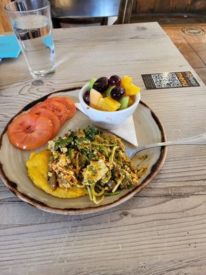 What Did You Do With My Tofu? Vegan, Gluten-Free
Organic tofu, caramelized onions, zucchini pasta, tomato sauce, vegan kale pesto, house-made vegan cheddar sauce, with tomatoes ins at Big Feast Bistro in Maple Ridge